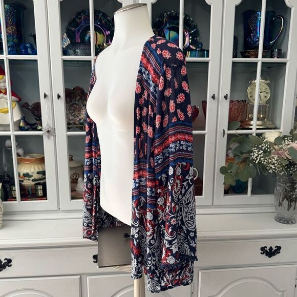 Xhilaration Open Cardigan Blue Red Size Medium - Picture 1 of 9
